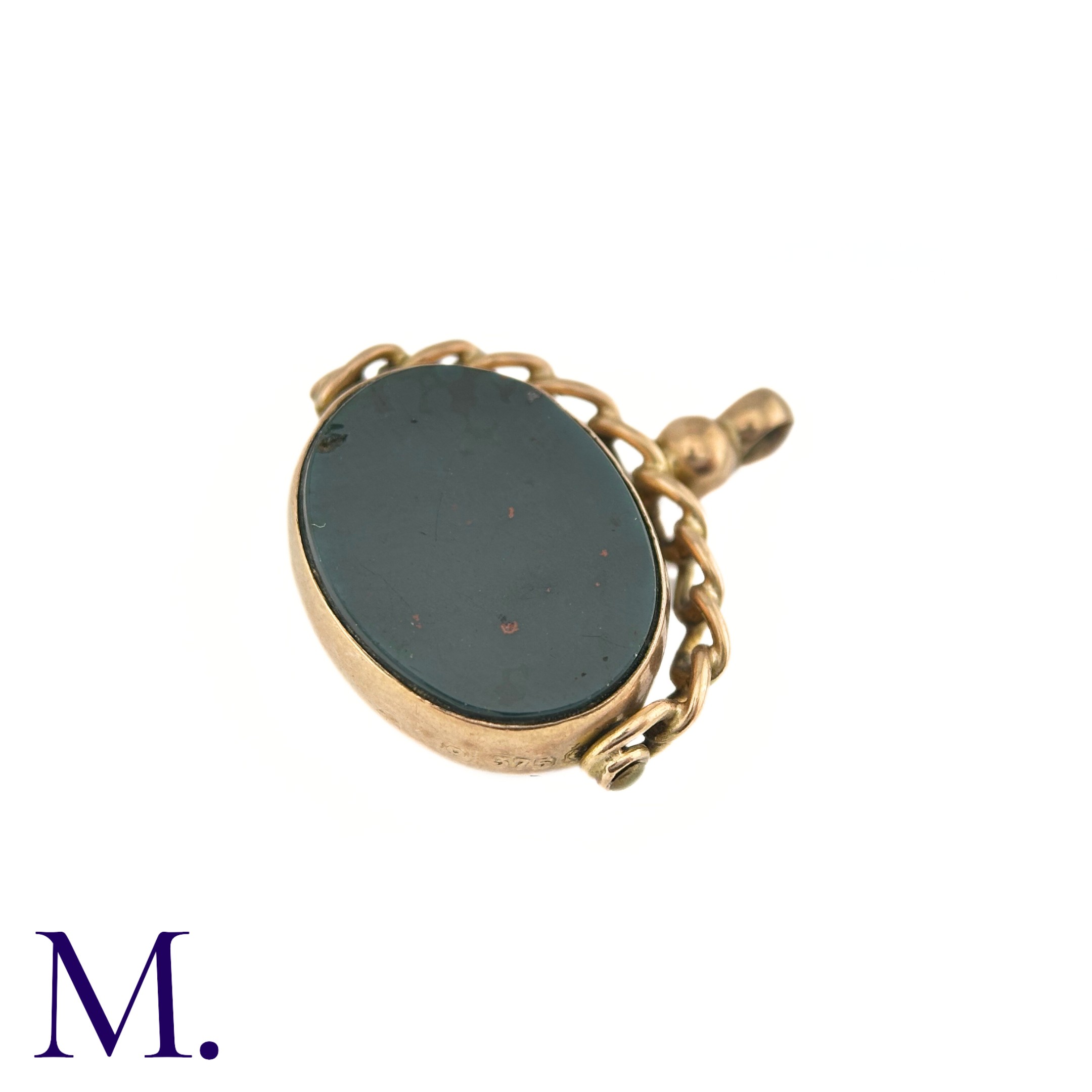 An Antique Miniature and Bloodstone Spinning Fob The 9ct rose gold spinning fob is set with an - Image 6 of 6