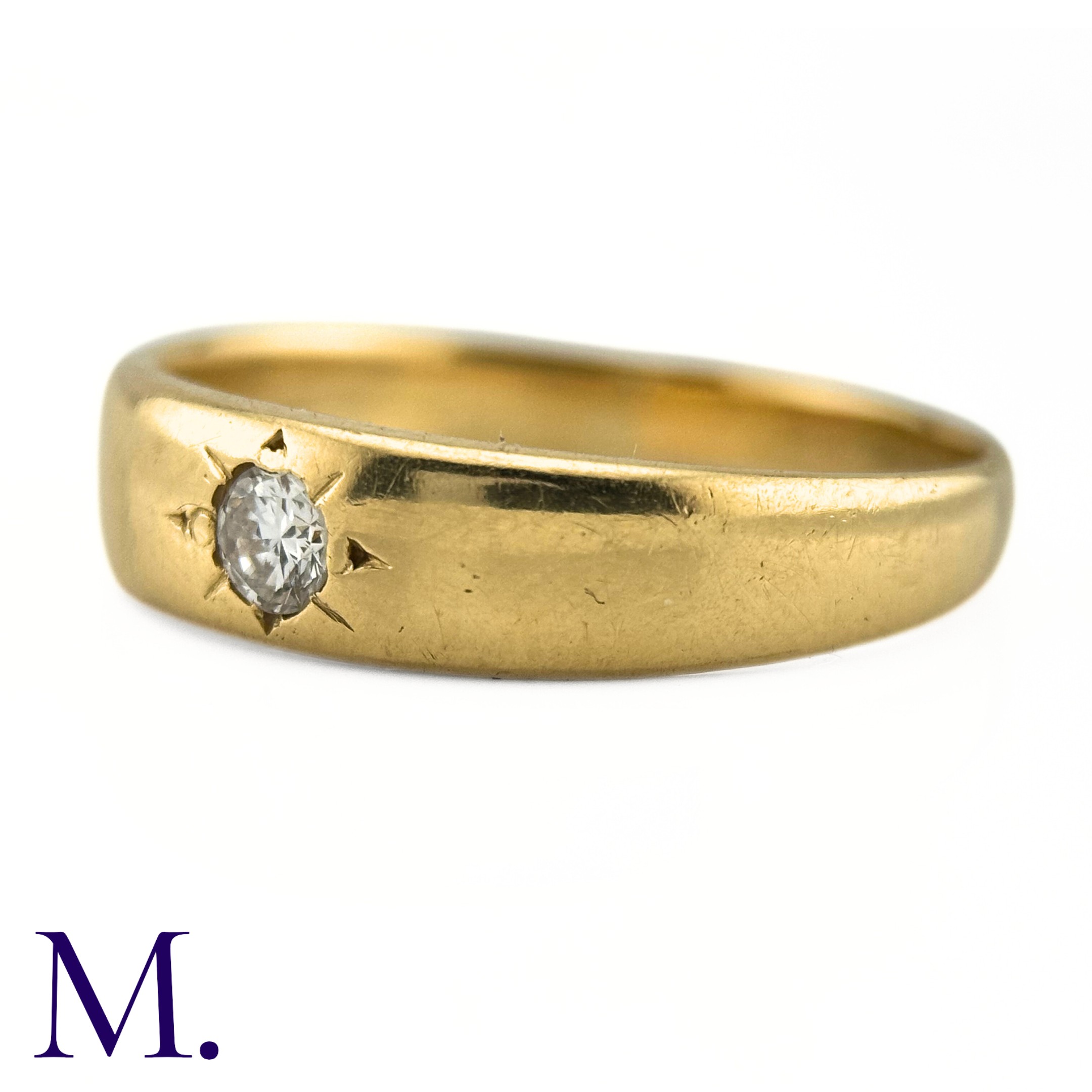 A Diamond Gypsy Ring The 18ct yellow gold band is set with a 0.15ct round cut diamond. Weight: 6. - Image 4 of 6