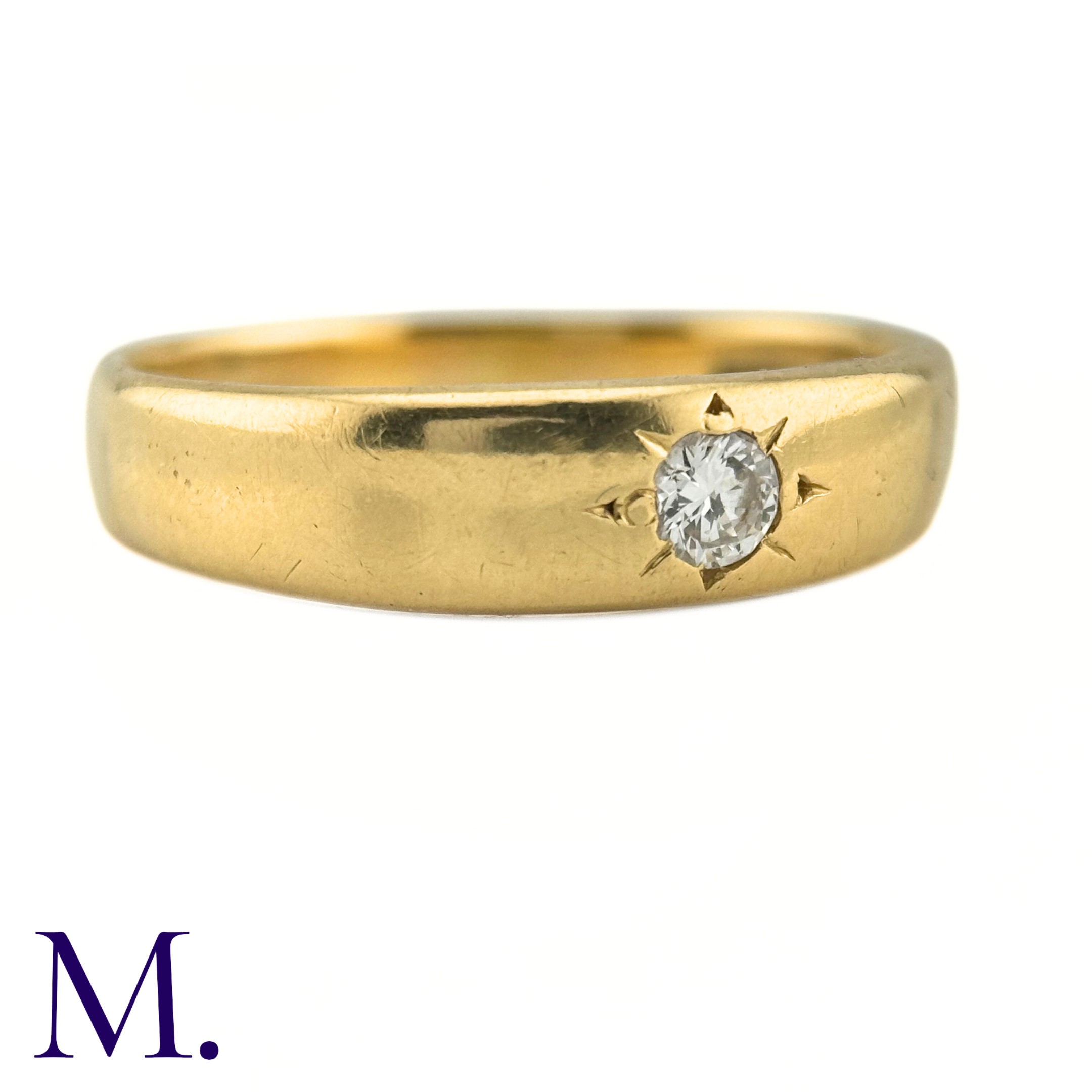A Diamond Gypsy Ring The 18ct yellow gold band is set with a 0.15ct round cut diamond. Weight: 6. - Image 3 of 6