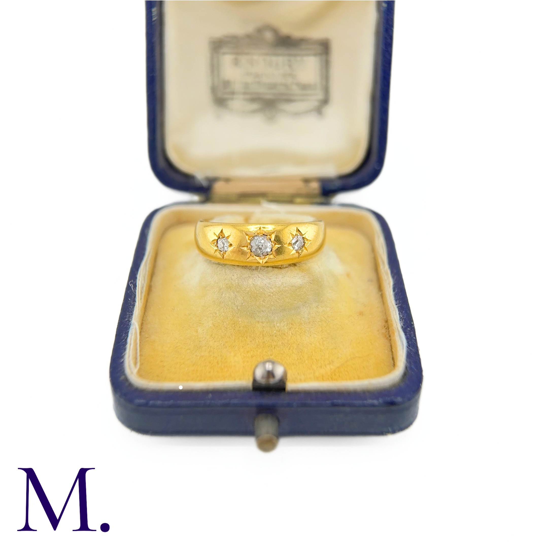 An Antique 3-Stone Diamond Gypsy Ring The 18ct yellow gold gypsy ring is set with three old cut - Image 5 of 8