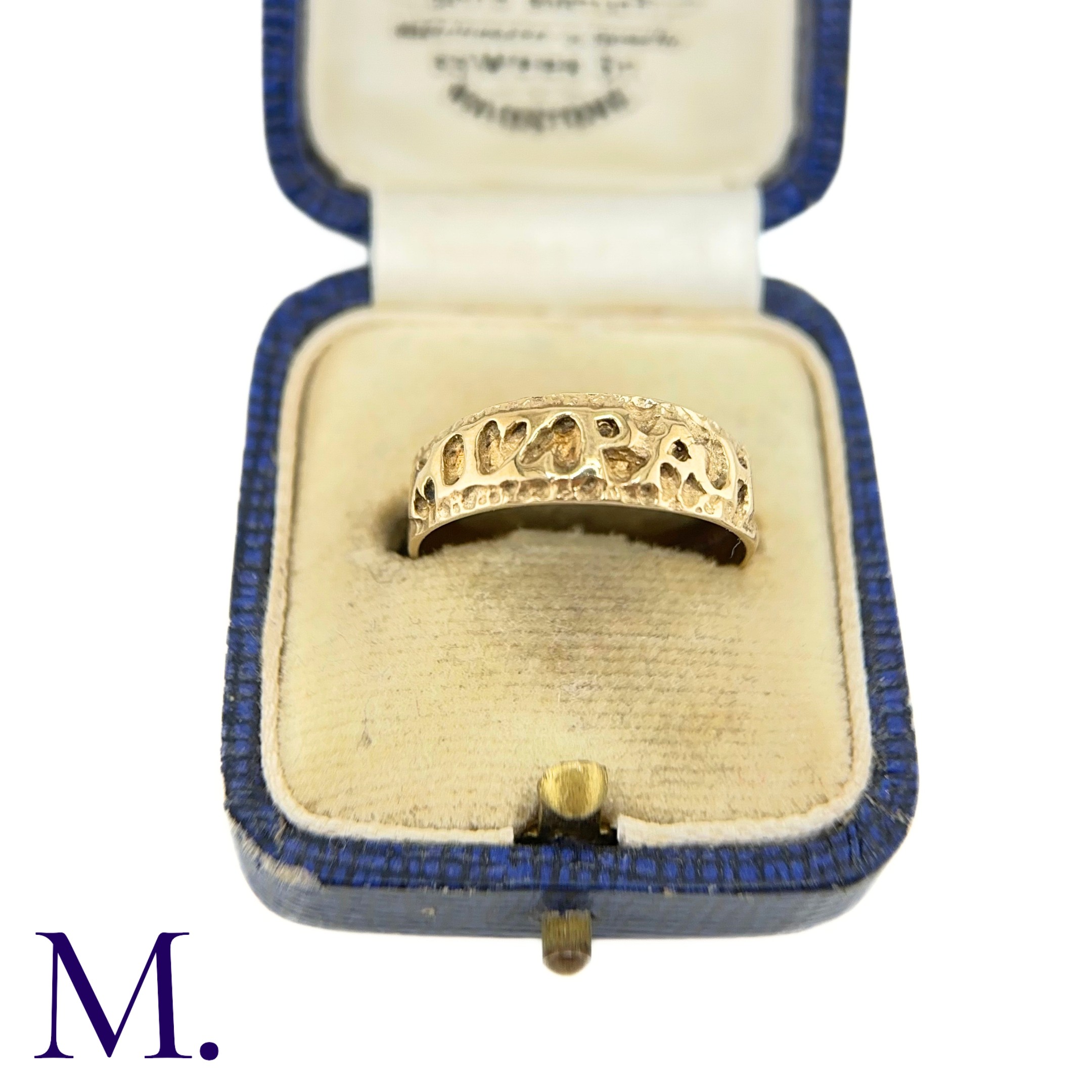 A 9ct Gold Mizpah Ring The 9ct yellow gold ring is embossed to the front with the word 'mizpah'. - Image 2 of 6