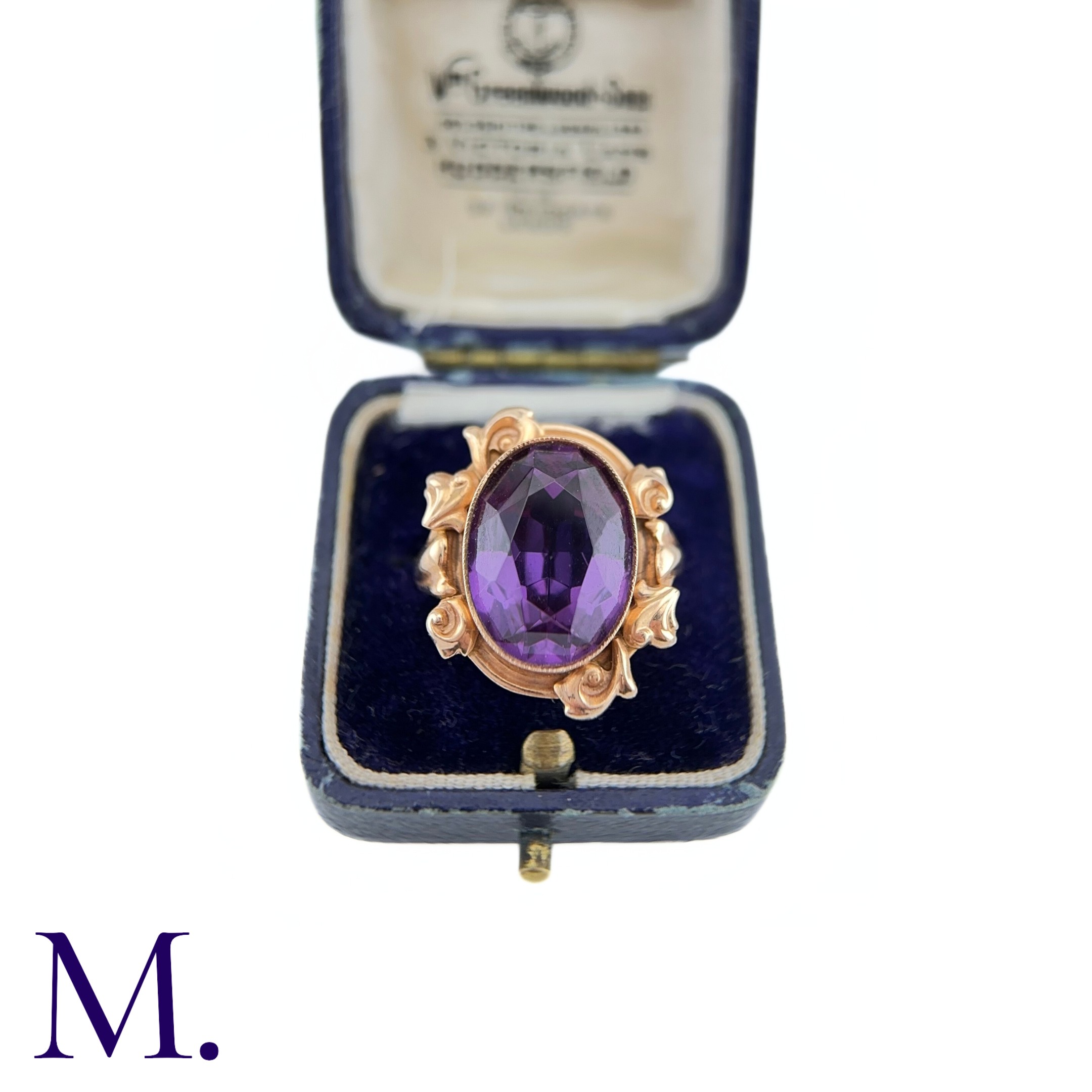 A Russian Purple Sapphire Ring The 14ct rose gold ring, with Russian hallmarks, is set with a - Image 6 of 6