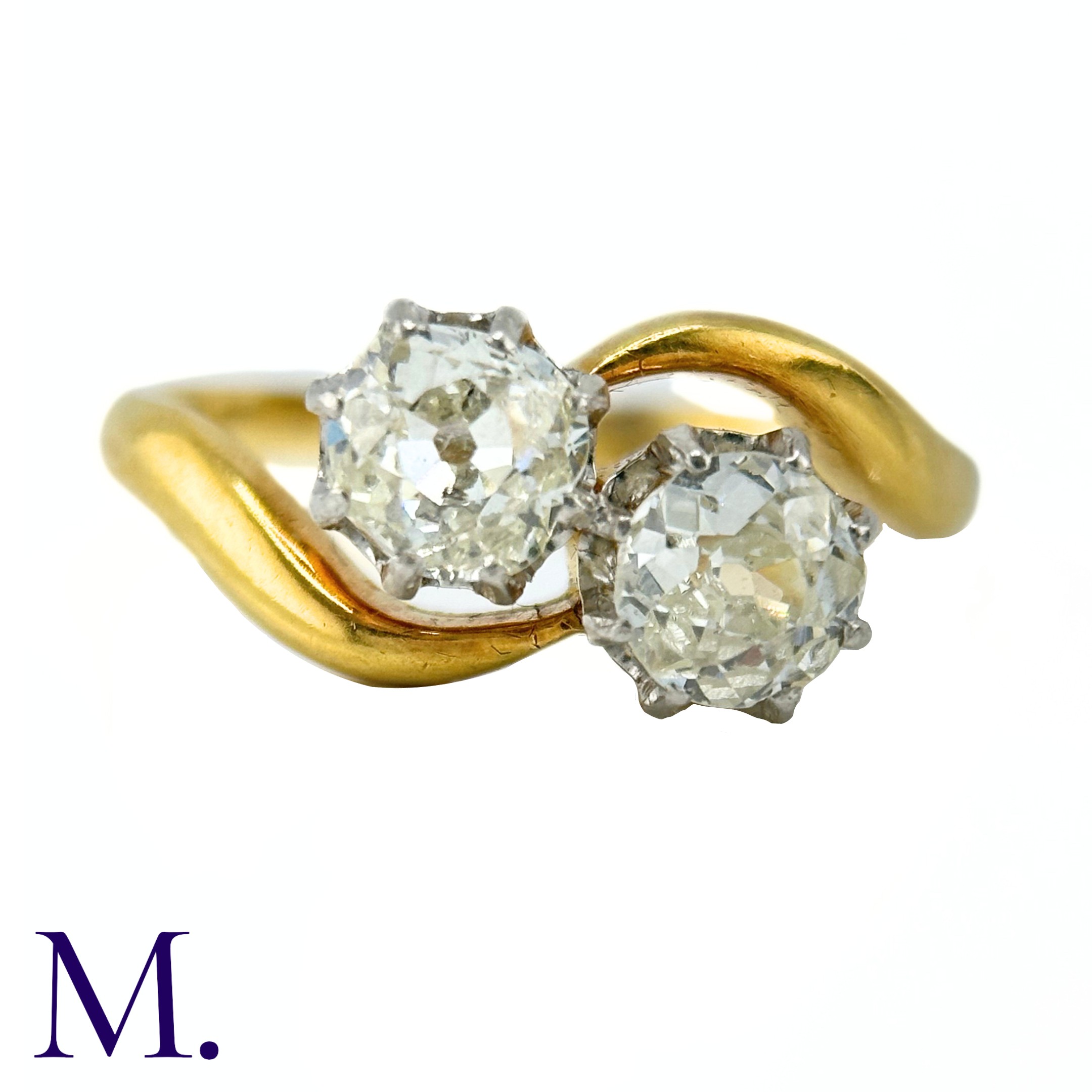 A Diamond Toi et Moi Ring Weight: 3.2g Size: L 0.45 + 0.5ct - Image 5 of 6