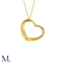 An Open Heart Pendant with Chain by Tiffany & Co. The 18ct yellow gold pendant (22mm version) is