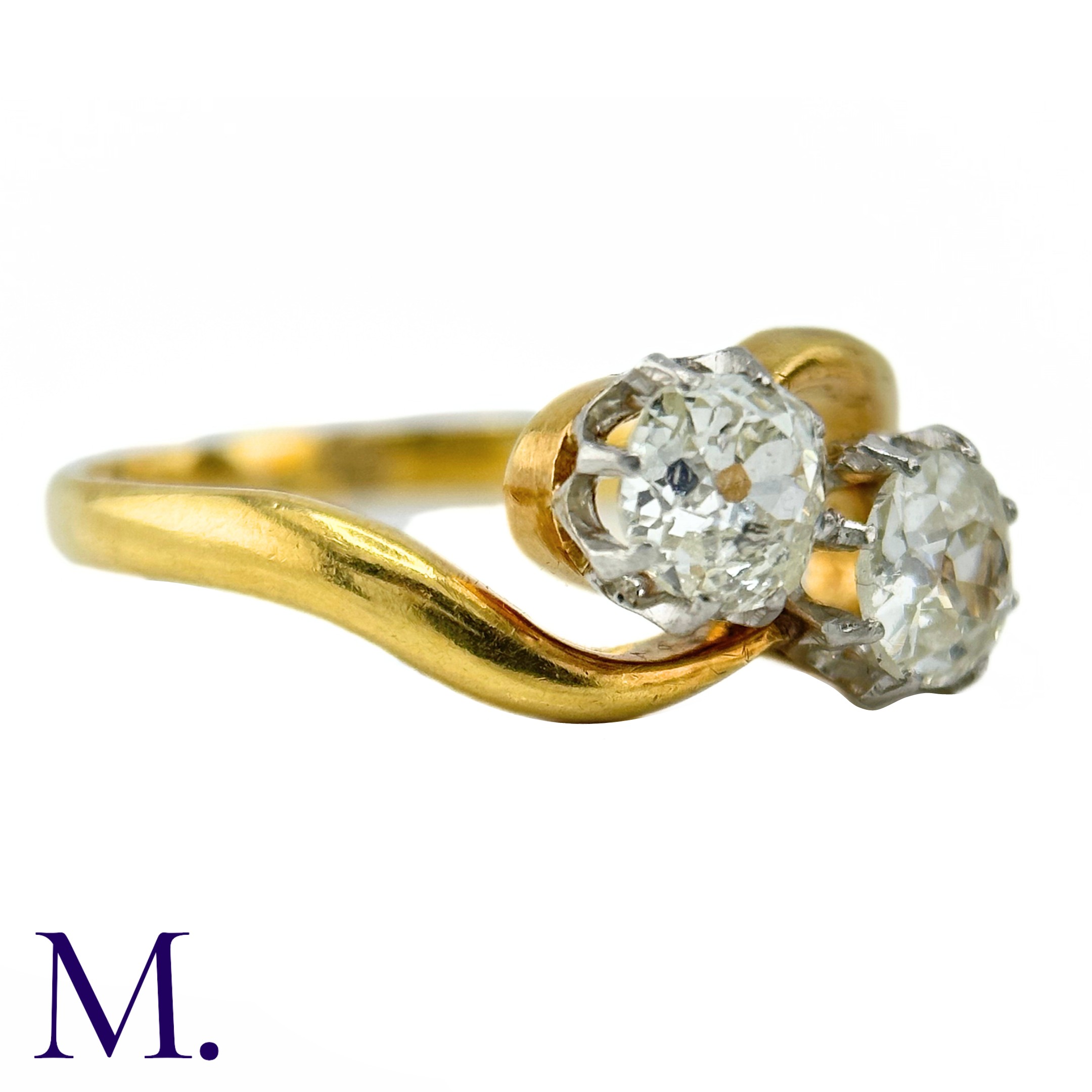 A Diamond Toi et Moi Ring Weight: 3.2g Size: L 0.45 + 0.5ct - Image 6 of 6