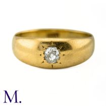 An Old Cut Diamond Gypsy Ring The 18ct gold band is set with a 0.20ct round cut diamond. Weight: 4.
