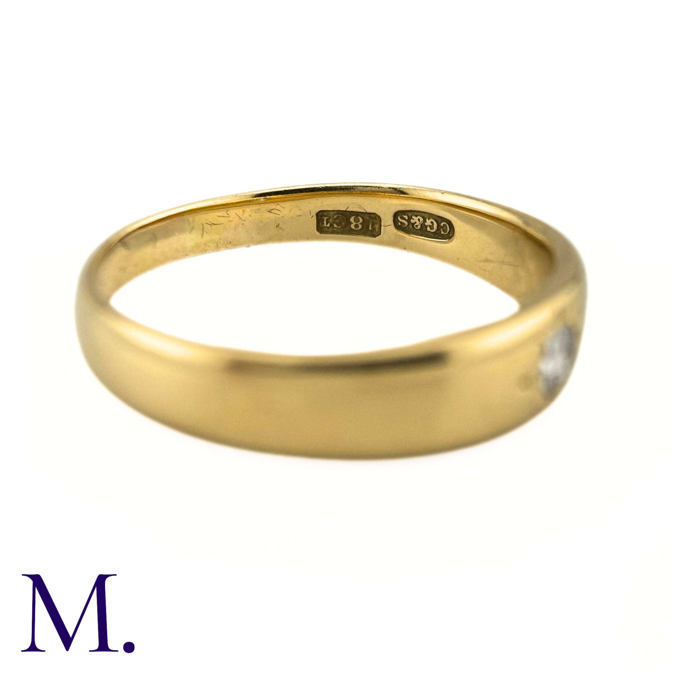 A Diamond Gypsy Ring The 18ct yellow gold band is set with a 0.15ct round cut diamond. Weight: 6. - Image 5 of 6