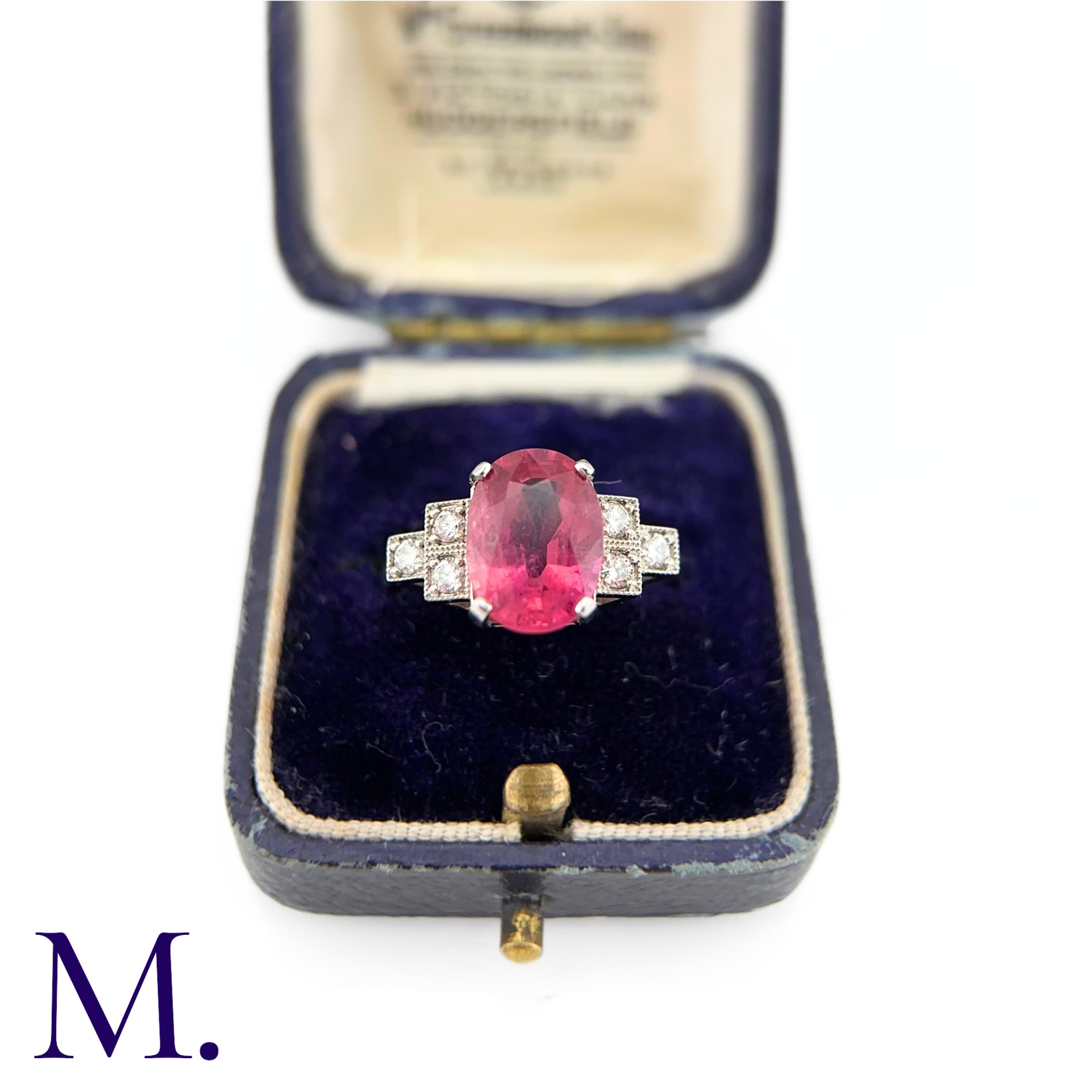 A Ruby and Diamond Ring The 18ct white gold ring is set with a bright pink ruby of approximately 3. - Image 6 of 8