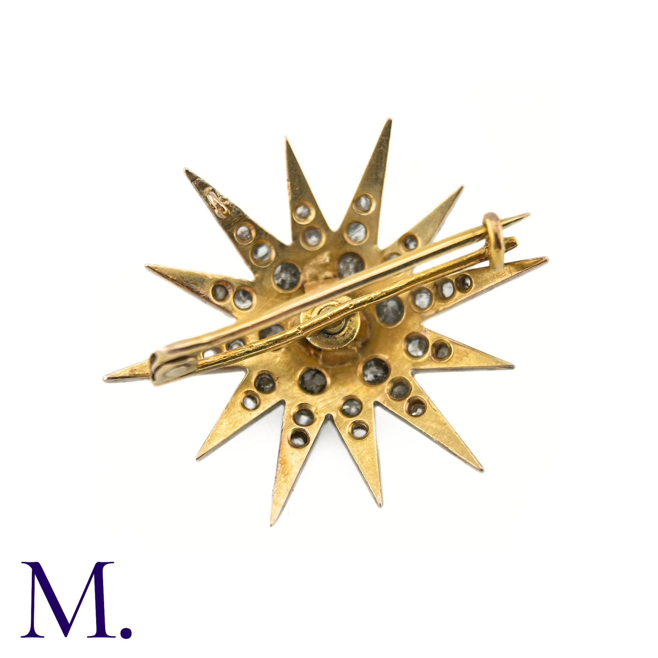 A Victorian Diamond Star Brooch The 19th Century star brooch is set with old cut diamonds, the - Image 4 of 6