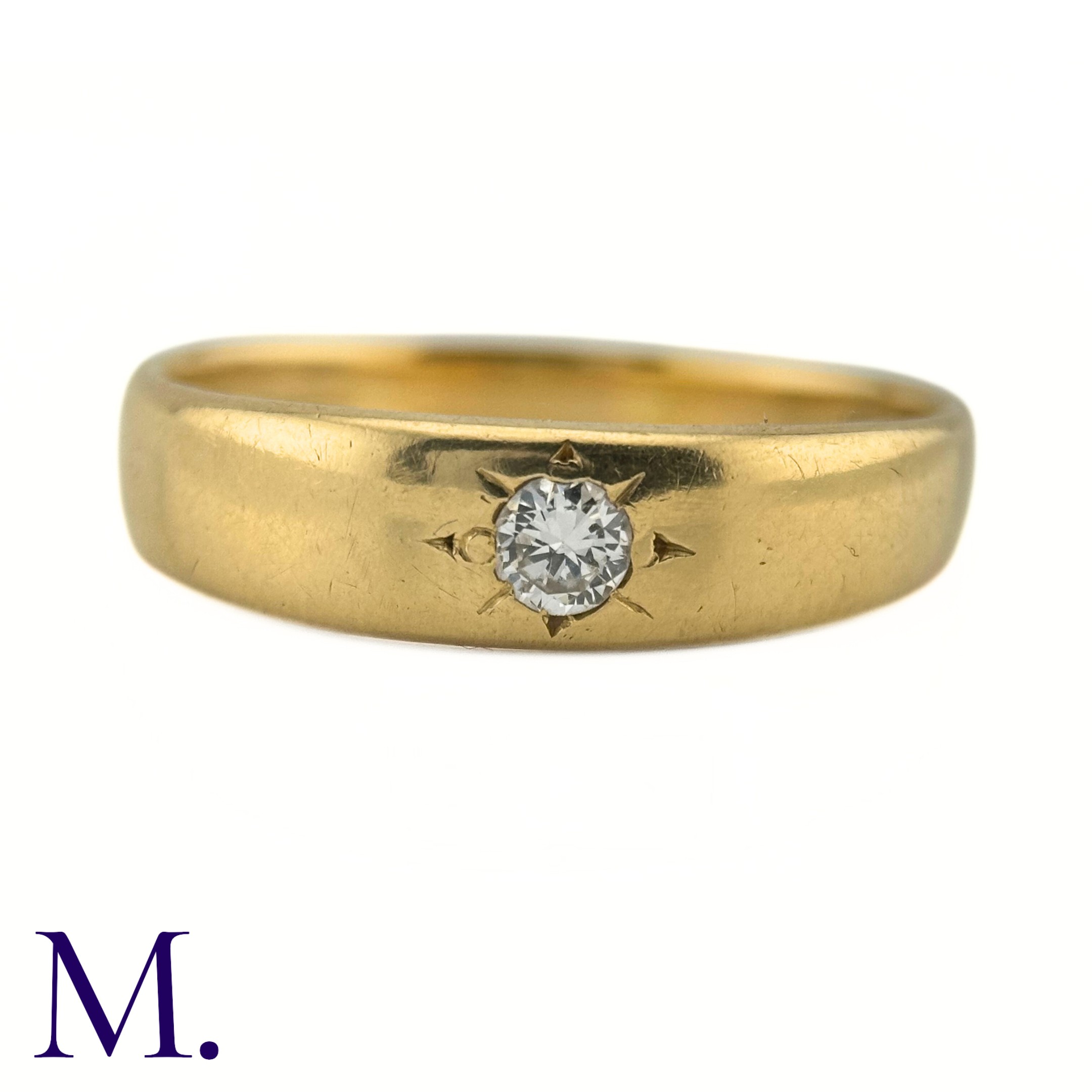 A Diamond Gypsy Ring The 18ct yellow gold band is set with a 0.15ct round cut diamond. Weight: 6. - Image 2 of 6