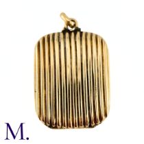 An Antique Fluted Gold Locket The 9ct yellow gold rectangular locket has a pleasant ridged design