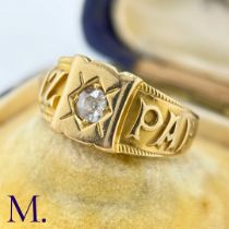 An Antique Diamond Mizpah Ring The antique 18ct yellow gold mizpah ring is set with a 0.25ct old cut