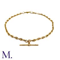 An Antique Fancy Link Albert Chain The 9ct yellow gold Albert chain is made up of fancy links and