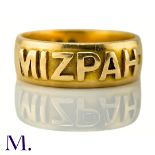 An Antique Mizpah Ring The 18ct yellow gold band has the word 'mizpah' embossed to the front.