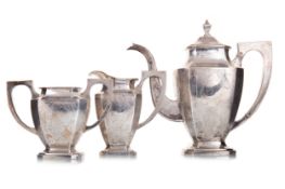 CHINESE MATCHED SILVER THREE PIECE TEA SERVICE2 19TH CENTURY