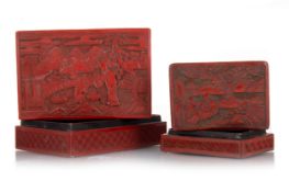 TWO CHINESE CINNABAR BOXES, 19TH CENTURY