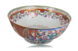 18TH CENTURY CHINESE MANDARIN PUNCH BOWL, QIANLONG PERIOD 1736-1795