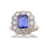 TANZANITE AND DIAMOND RING