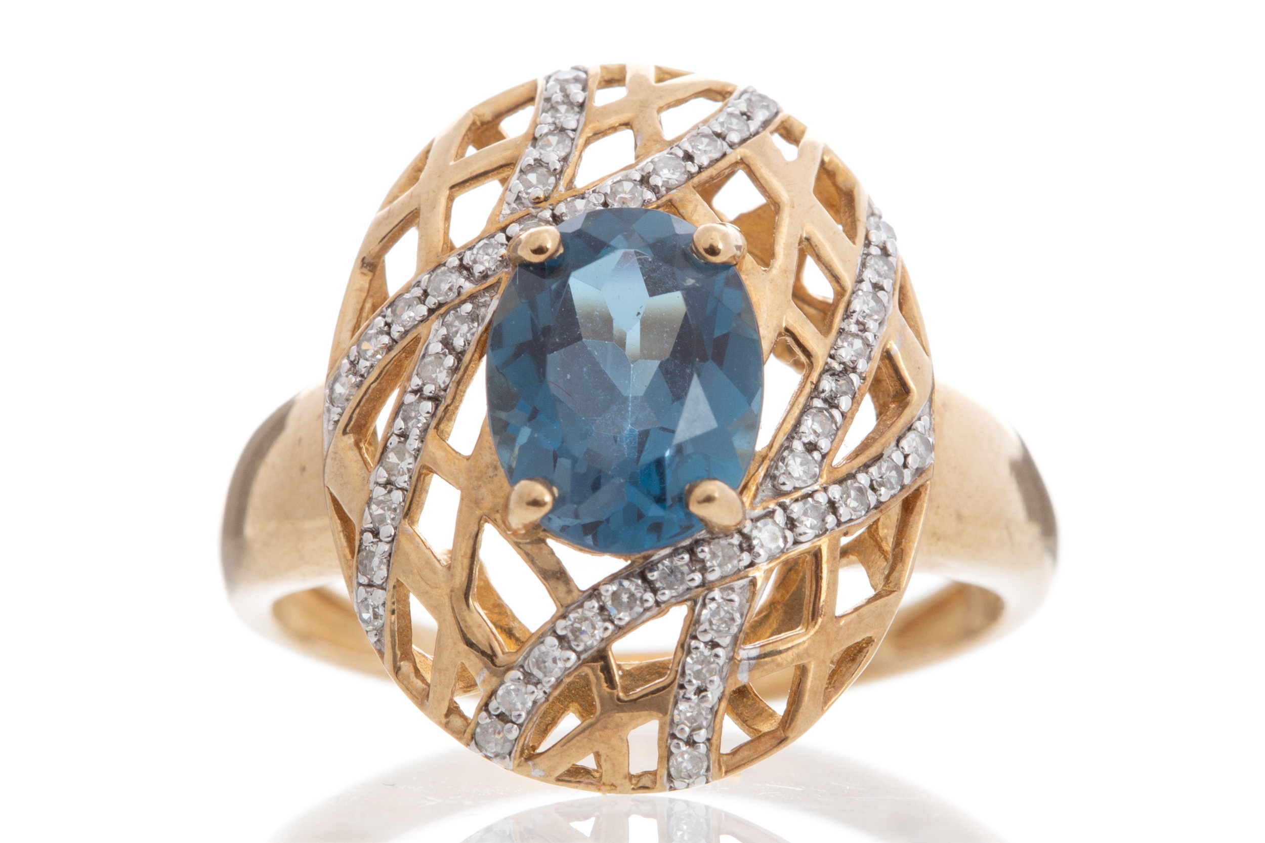 BLUE GEM SET AND DIAMOND RING