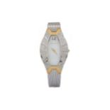 FRANK ROSHA MOTHER OF PEARL AND DIAMOND STAINLESS STEEL QUARTZ WRIST WATCH