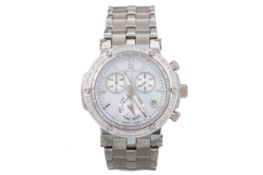 FRANK ROSHA MOTHER OF PEARL AND DIAMOND STAINLESS STEEL QUARTZ WRIST WATCH