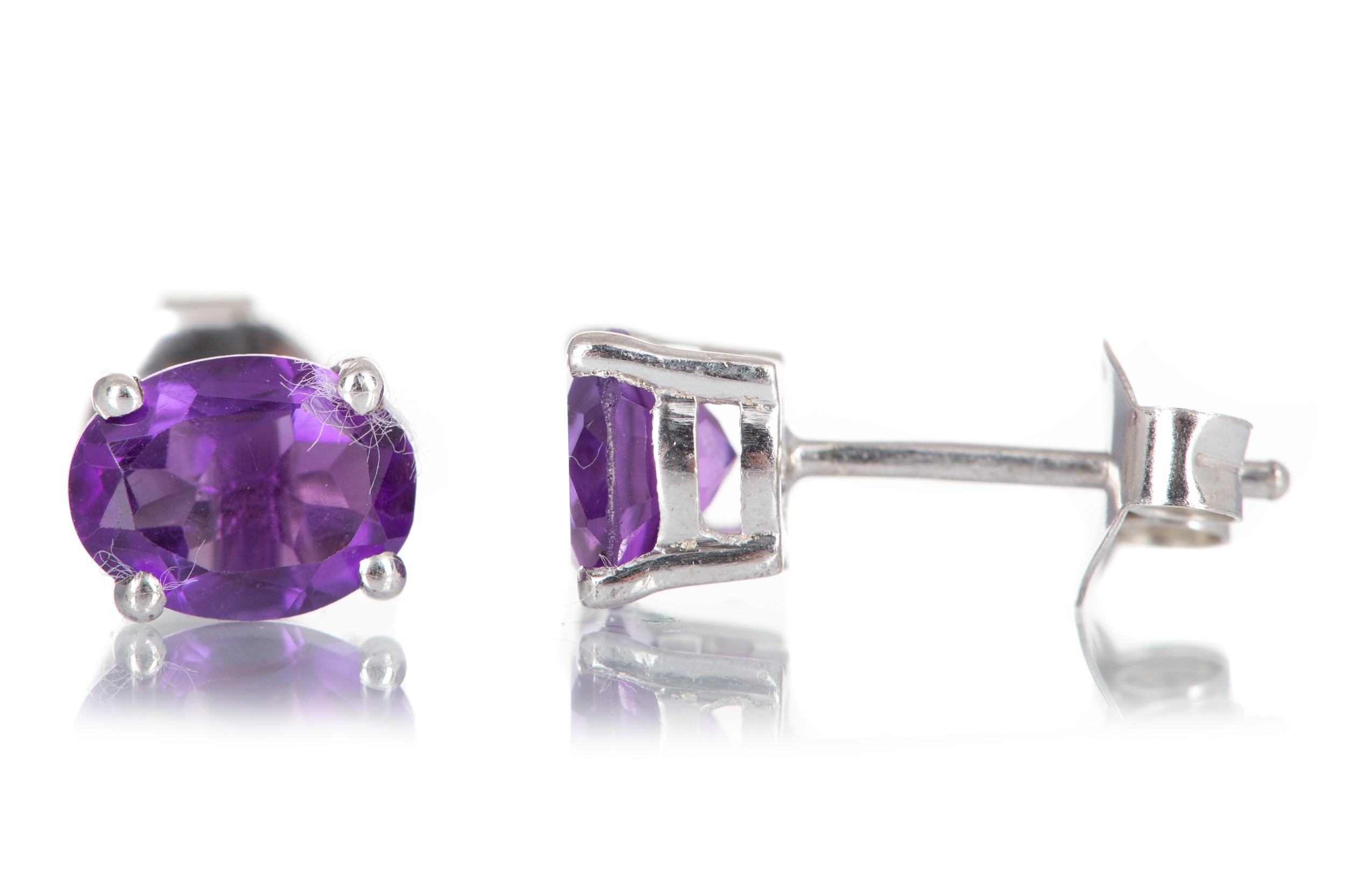 PAIR OF AMETHYST STUD EARRINGS