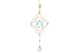 EDWARDIAN BLUE GEM SET PENDANT