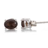 PAIR OF SMOKY QUARTZ STUD EARRINGS