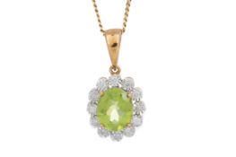 PERIDOT AND DIAMOND PENDANT