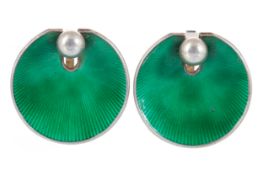 HANS MYHRE NORWEGIAN SILVER ENAMEL EARRINGS