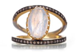 MOONSTONE AND DIAMOND RING