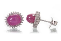 PAIR OF TREATED RUBY AND GEM SET EARRINGS