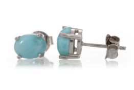 PAIR OF LARIMAR STUD EARRINGS