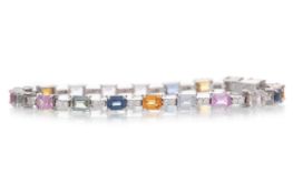 CERTIFICATED COLOURED SAPPHIRE AND DIAMOND BRACELET