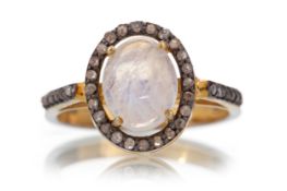 MOONSTONE AND DIAMOND RING