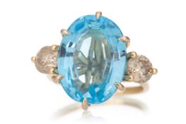 CERTIFICATED TOPAZ AND DIAMOND RING