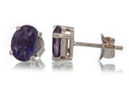 PAIR OF IOLITE STUD EARRINGS