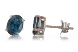 PAIR OF LONDON BLUE TOPAZ STUD EARRINGS,