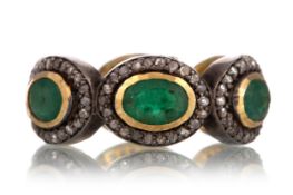 EMERALD AND DIAMOND ETERNITY RING,