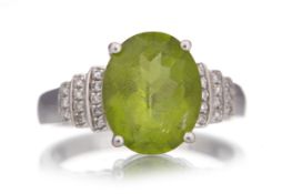 PERIDOT AND DIAMOND RING,