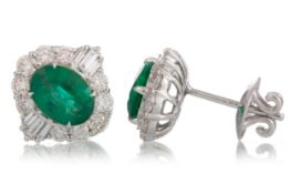CERTIFICATED PAIR OF EMERALD AND DIAMOND EARRINGS,