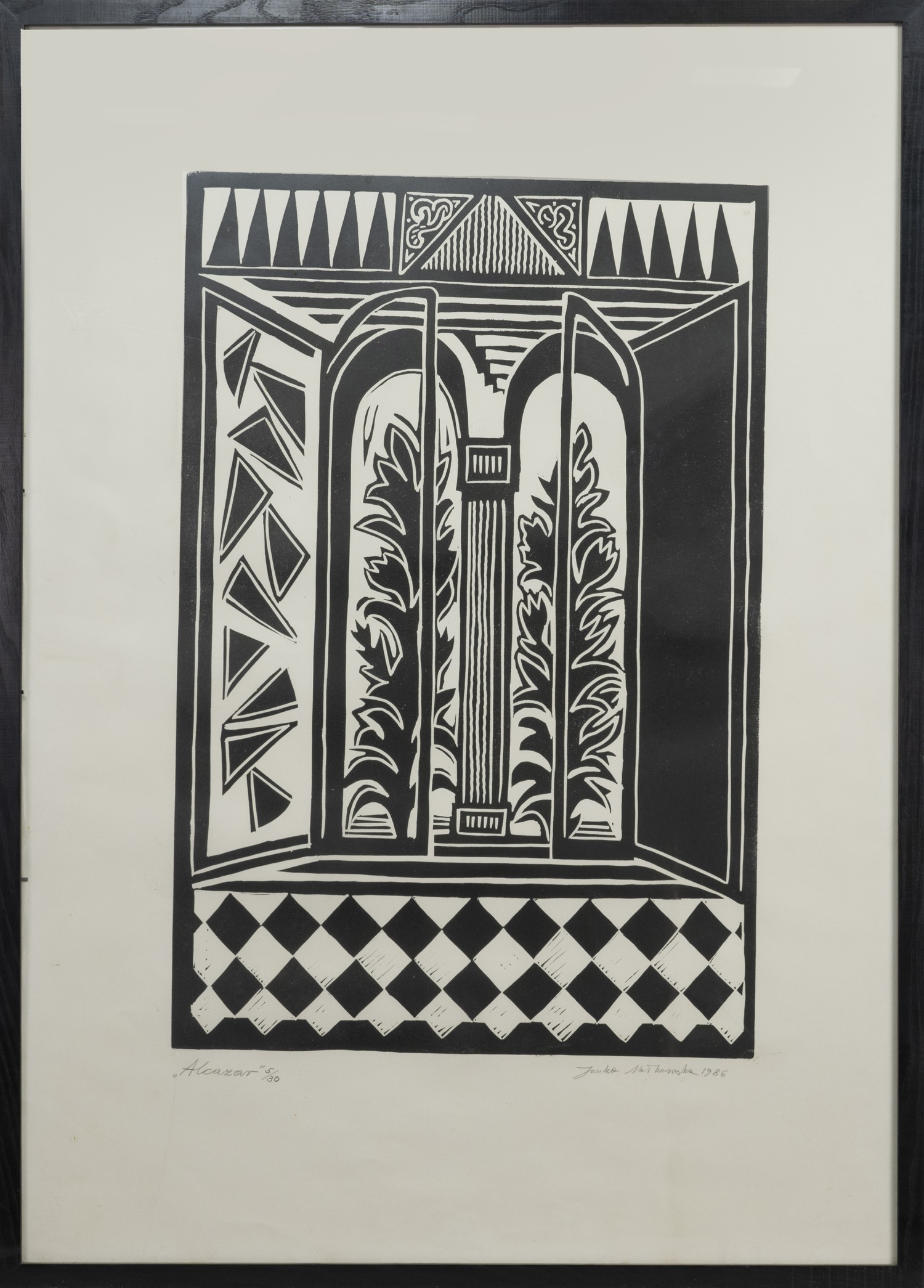 ALCAZAR, A LINOPRINT BY JANKA MALKOWSKA