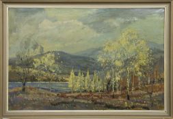 AUTUMN TINTS, AN OIL BY WILLIAM NORMAN GAUNT