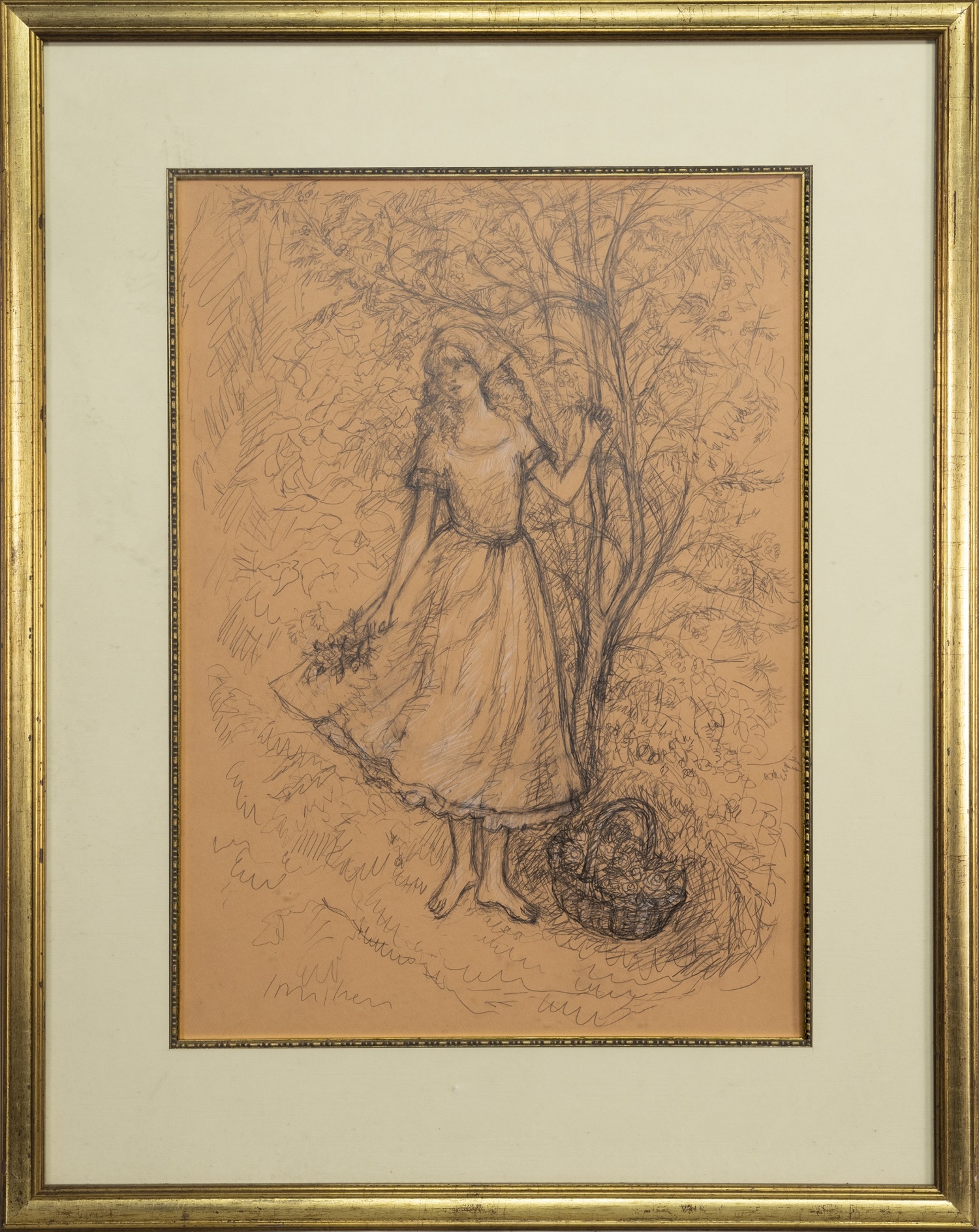 ROSE GATHERER, A PENCIL DRAWING BY ROBERT MULHERN