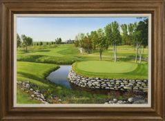 THE RYDER CUP, 2008, VALHALLA 13TH, AN OIL BY GRAEME BAXTER