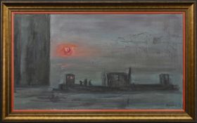 * HERBERT WHONE (BRITISH 1925 - 2011), GOVAN FERRY IN A WINTER SUNSET