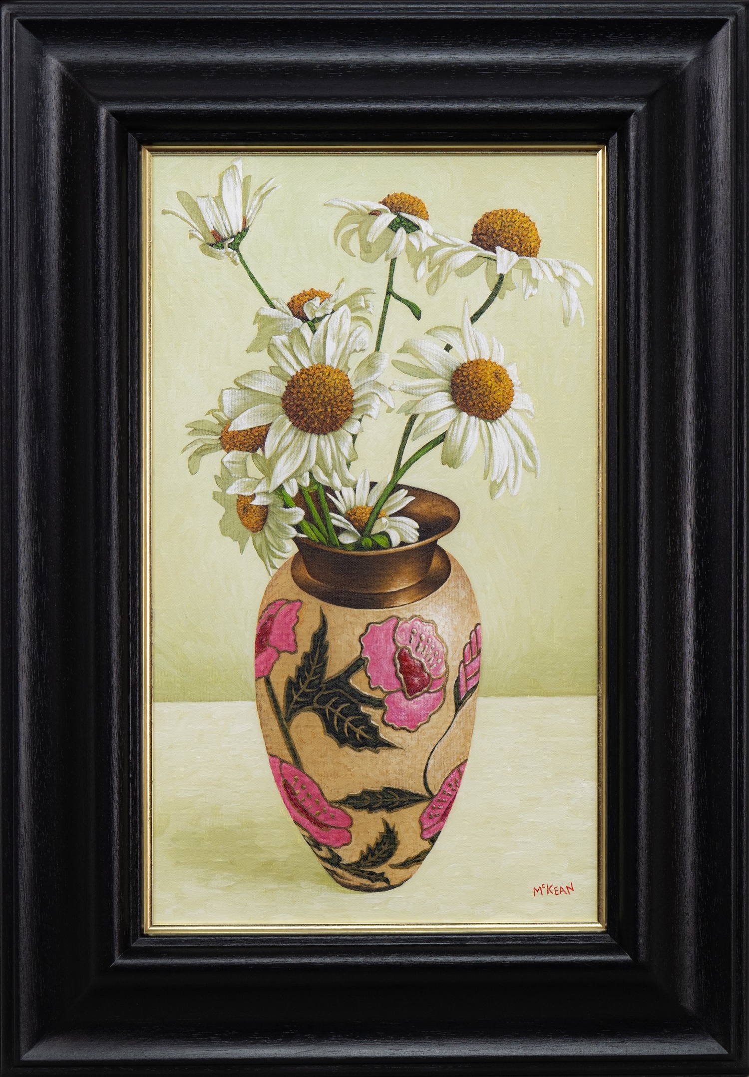 GRAHAM H D MCKEAN, DAISES IN AN ENAMELLED VASE