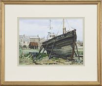 LAID-UP, BURGHEAD, A WATERCOLOUR BY RICHARD EASSON