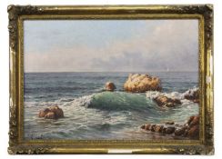 SEA SCENE, AN OIL BY RENE CHARLES EDMOND HIS