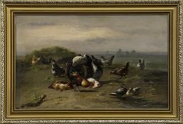 CHICKENS IN THE YARD, A PAIR OF 19TH CENTURY OILS